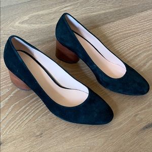 Black J.Crew suede chunky heel pump